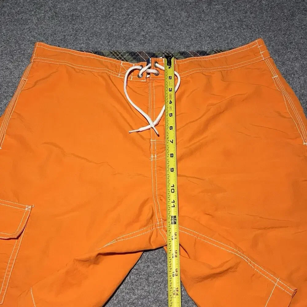 Vintage Polo Ralph Lauren Swim Shorts Mens Large Orange Lined Trunks Pony Logo